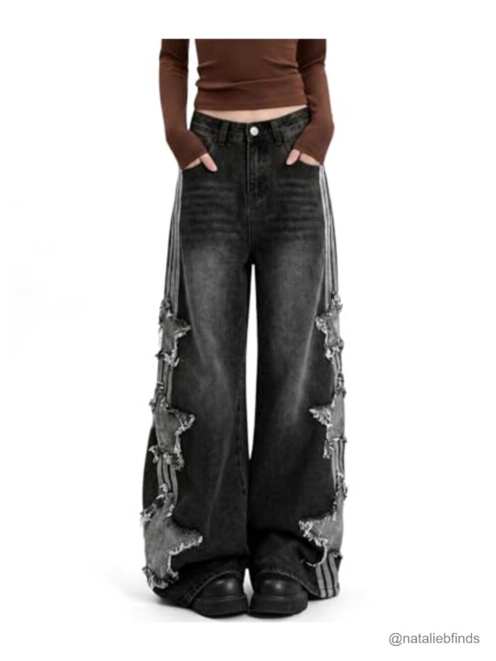 High Waisted Wide Leg Baggy Y2K Star Jeans for Women